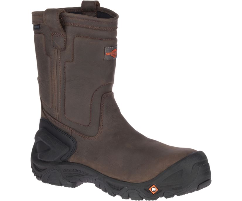 Buty Merrell Strongfield Leather Pull On Wasserdicht Comp Toe Wide Width - Buty Robocze Męskie Merre